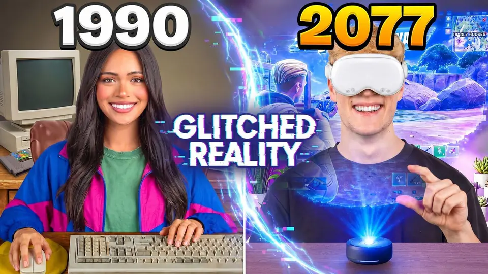 A YouTube thumbnail concept built around a clear past versus future technology comparison.